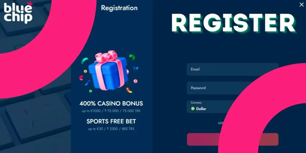 Registration on the Bluechip betting platform