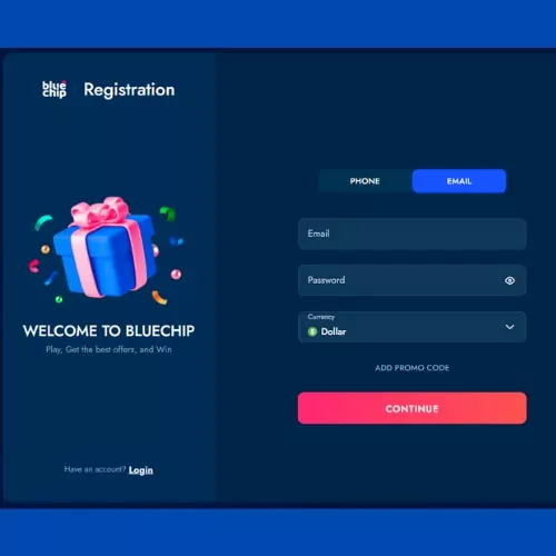 creating an account on Bluechip