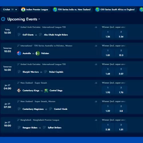 You will then see the Cricket page on Bluechip